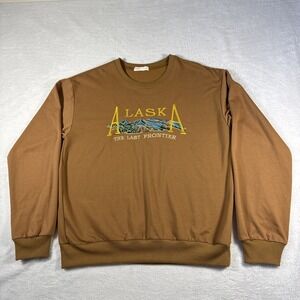 ROMWE Alaska "The Last Frontier" Embroidered Crewneck Sweatshirt Women's Large